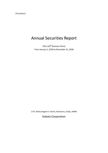Miniature Kubota
 Rapport annuel 2018