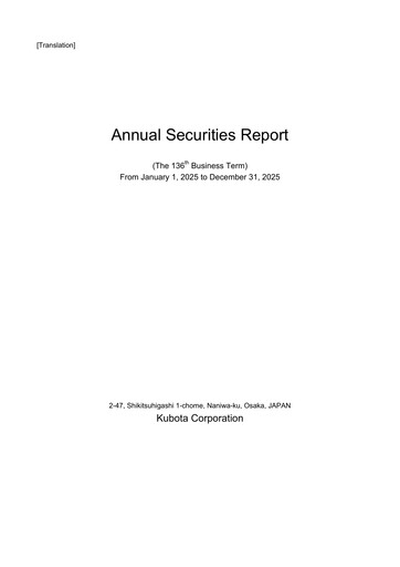 Thumbnail Kubota
 Financial Report 2025