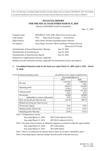 Vorschaubild Secom
 Finanzbericht 2020