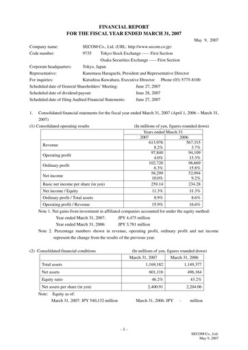 Thumbnail Secom
 Financial Statement 2007