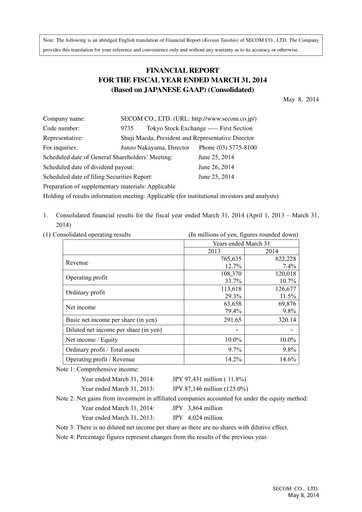 Thumbnail Secom
 Financial Statement 2014