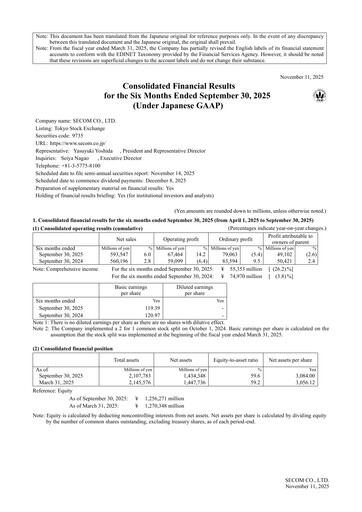 Vorschaubild Secom
 Halbjahresbericht 2025-h1