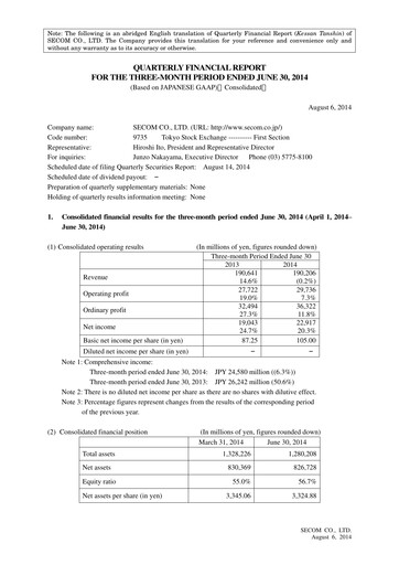Vorschaubild Secom
 Quartalsbericht 2014-q1
