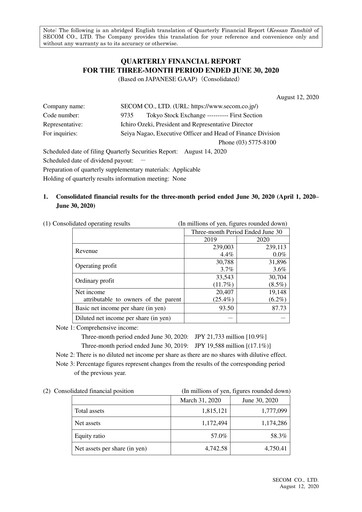Vorschaubild Secom
 Quartalsbericht 2020-q1
