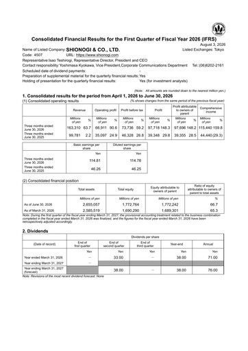 Thumbnail Shionogi
 Quarterly Report fy2027-q1