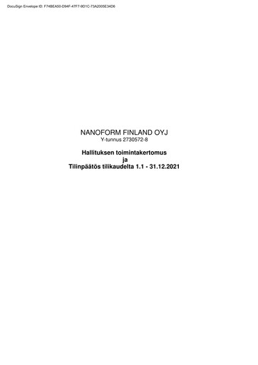 Thumbnail Nanoform Finland Financial Statement 2021