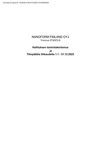 Thumbnail Nanoform Finland Financial Statement 2023