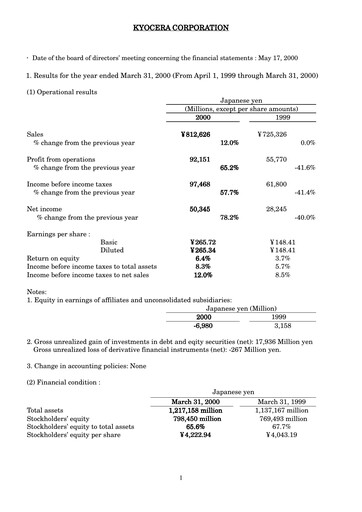 Thumbnail Kyocera
 Financial Report 2000