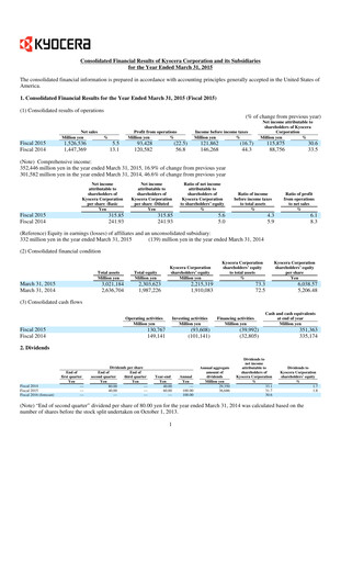 Thumbnail Kyocera
 Financial Report 2015