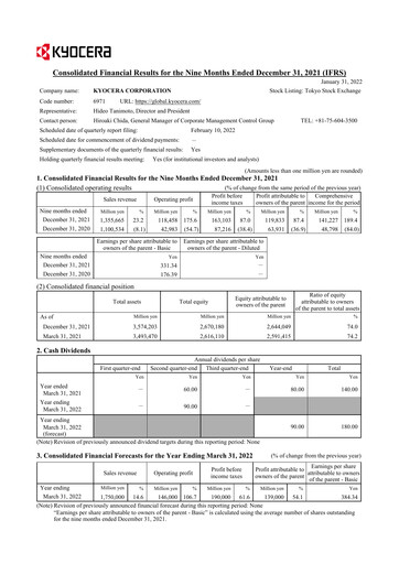 Thumbnail Kyocera
 Financial Report fy2022-9m