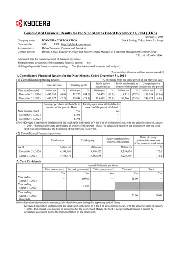 Thumbnail Kyocera
 Financial Report fy2025-9m