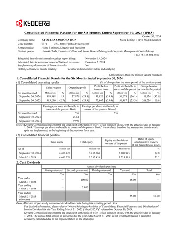 Thumbnail Kyocera
 Financial Report fy2025-h1