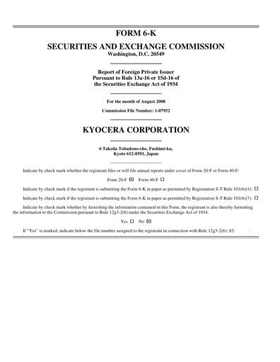 Miniature Kyocera
 Rapport trimestriel 2008-q1