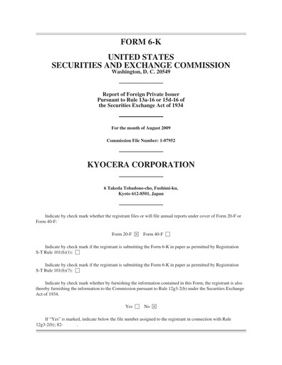 Miniature Kyocera
 Rapport trimestriel 2009-q1