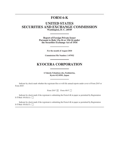 Miniature Kyocera
 Rapport trimestriel 2010-q1