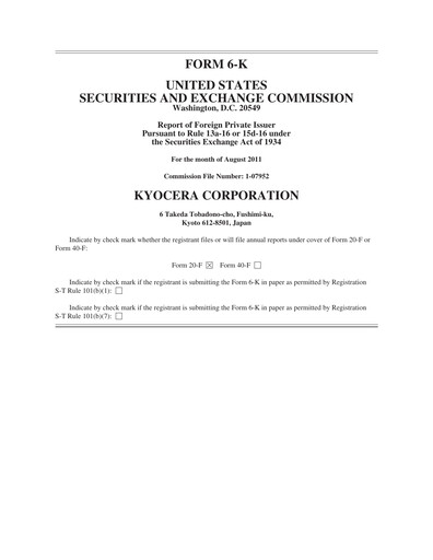 Miniature Kyocera
 Rapport trimestriel 2011-q1