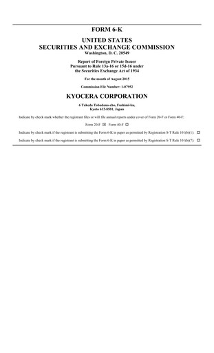 Miniature Kyocera
 Rapport trimestriel 2015-q1