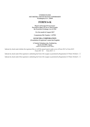 Miniature Kyocera
 Rapport trimestriel 2017-q1