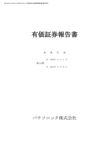 Thumbnail Panasonic Financial Report 2020