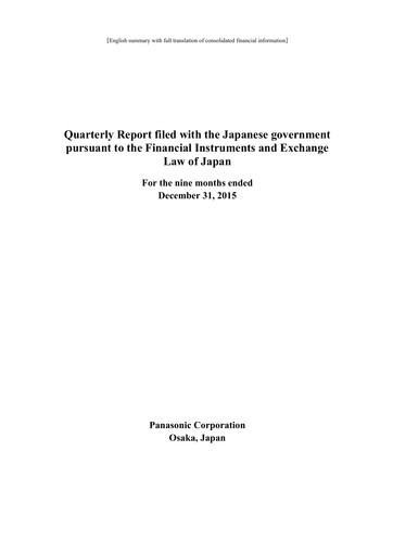 Thumbnail Panasonic Financial Statement 2015-9m
