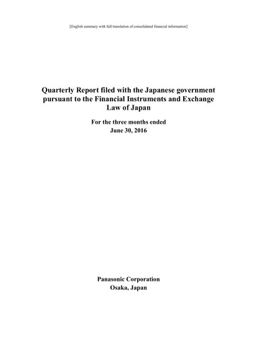 Thumbnail Panasonic Financial Statement 2016-q1