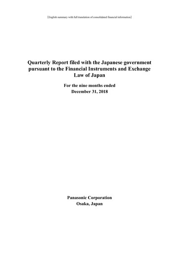 Thumbnail Panasonic Financial Statement 2018-9m