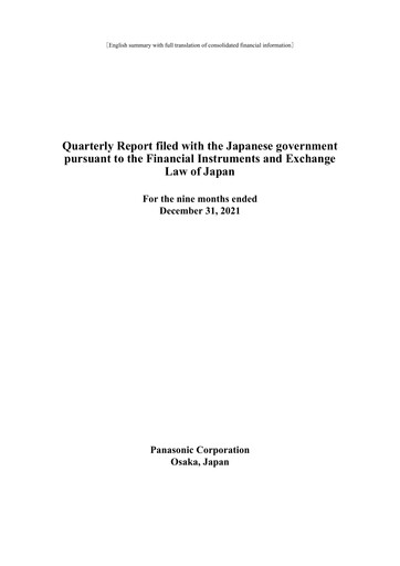 Thumbnail Panasonic Financial Statement 2021-9m
