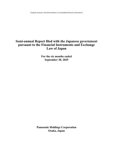 Thumbnail Panasonic Financial Statement 2025-h1