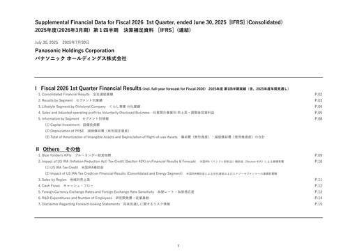 Thumbnail Panasonic Financial Statement 2025-q1