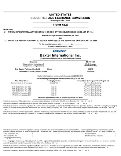 Thumbnail Baxter Annual Report 2021