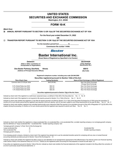Thumbnail Baxter Annual Report 2022
