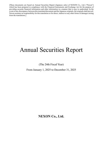 Thumbnail Nexon Annual Report 2025