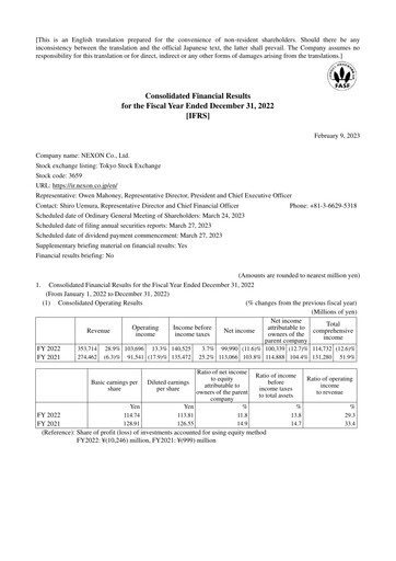 Thumbnail Nexon Financial Statement 2022