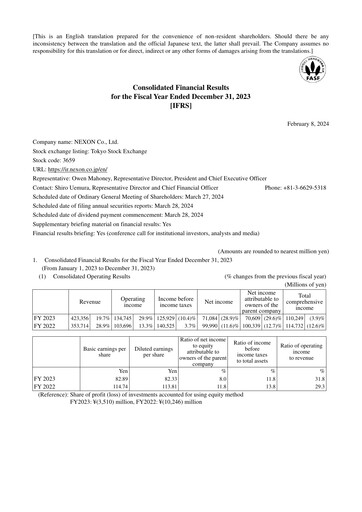 Thumbnail Nexon Financial Statement 2023