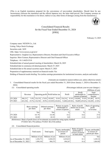 Thumbnail Nexon Financial Statement 2024