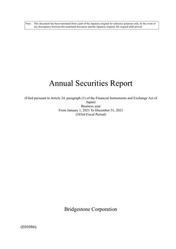 Thumbnail Bridgestone
 Annual Report 2021