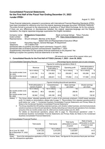 Thumbnail Bridgestone
 Half-year Report 2023-h1