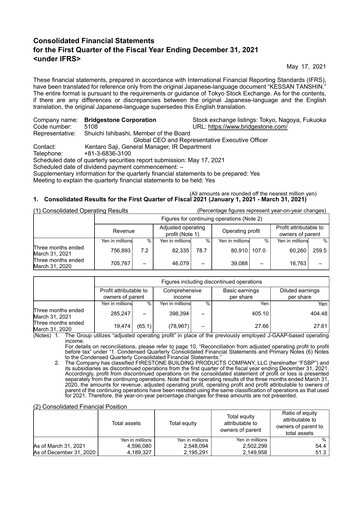 Thumbnail Bridgestone
 Quarterly Report 2021-q1