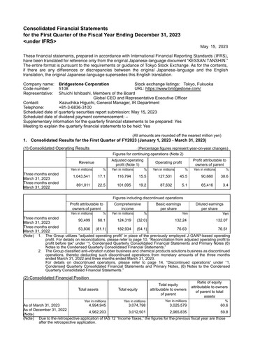 Thumbnail Bridgestone
 Quarterly Report 2023-q1