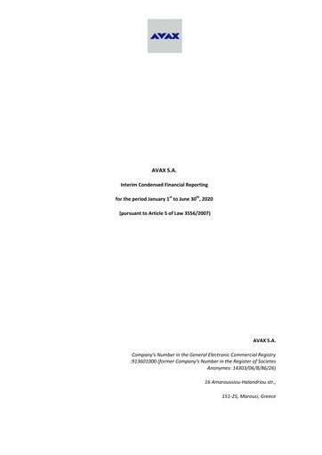 Thumbnail Avax S.A. Half-year Report 2020-h1