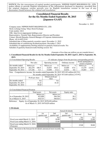 Thumbnail Nippon Paint
 Half-year Report 2015-h1