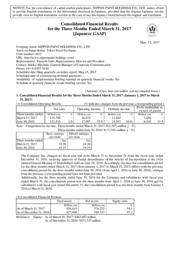 Thumbnail Nippon Paint
 Quarterly Report 2017-q1