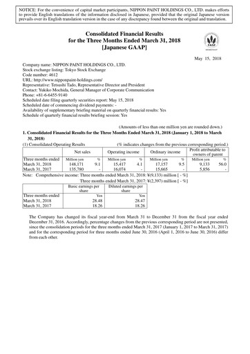 Thumbnail Nippon Paint
 Quarterly Report 2018-q1