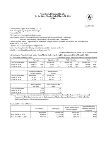 Thumbnail Nippon Paint
 Quarterly Report 2026-q1