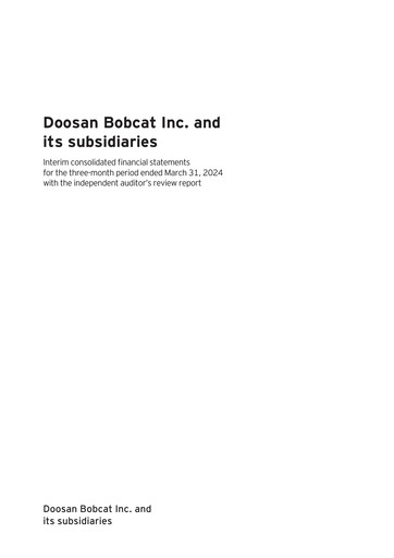 Miniature Doosan Bobcat Rapport trimestriel 2024-q1