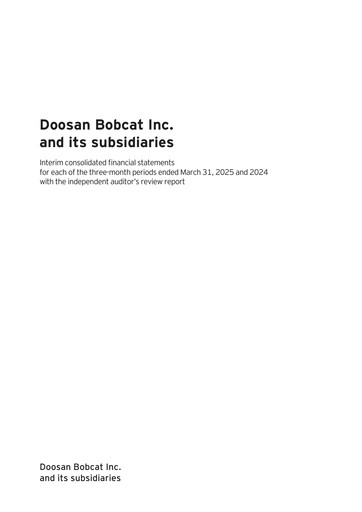 Miniature Doosan Bobcat Rapport trimestriel 2025-q1