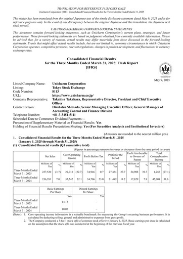 Thumbnail Unicharm
 Quarterly Report 2025-q1