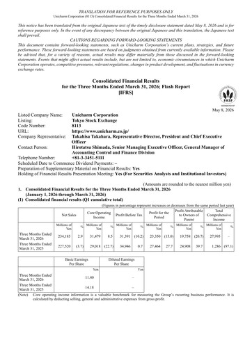 Thumbnail Unicharm
 Quarterly Report 2026-q1