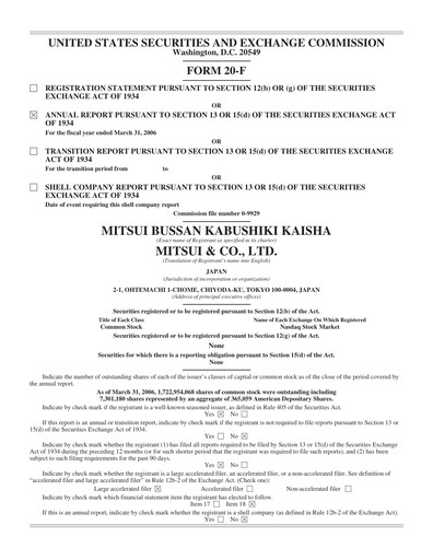 Thumbnail Mitsui Bussan
 Annual Report 2006