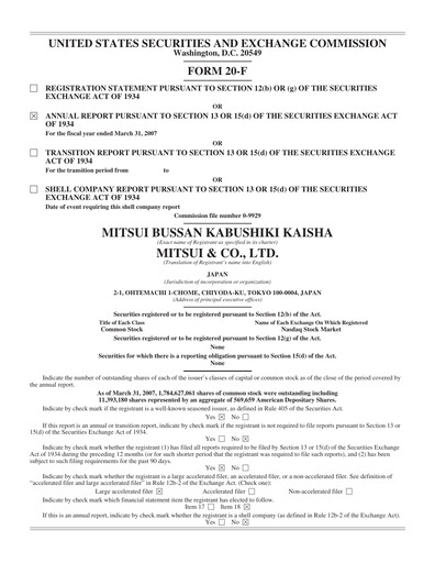 Thumbnail Mitsui Bussan
 Annual Report 2007